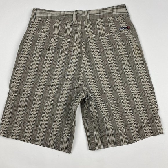 Quiksilver Shorts Mens 32 Cotton Brown Check Plaid Chino Golf Bermuda - Picture 2 of 11